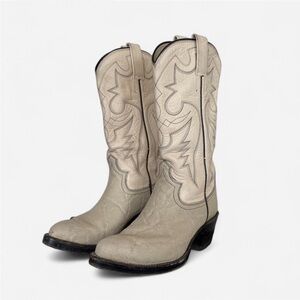 Vintage Exotic White Elephant Western Heeled Boots
